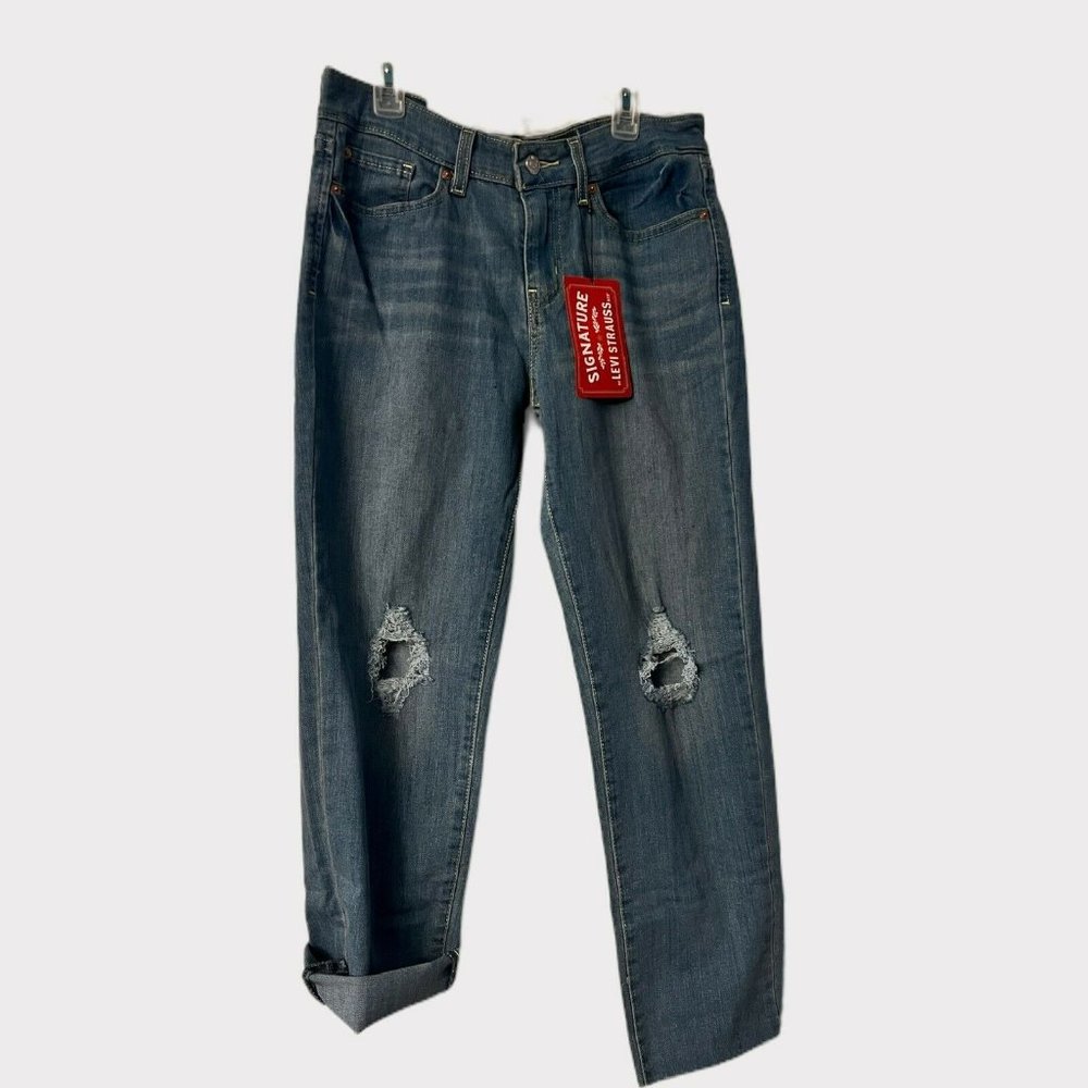 Levi Strauss Signature Ladies Mid Rise Slim Boyfriend Blue Jeans Size 6 - NWT